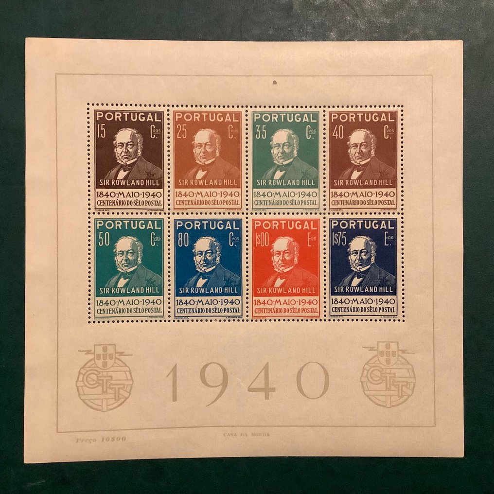Portugal 1940 - Block and seals Sir Rowland Hill - Mundifil 599/606 en blok 3 #3.2