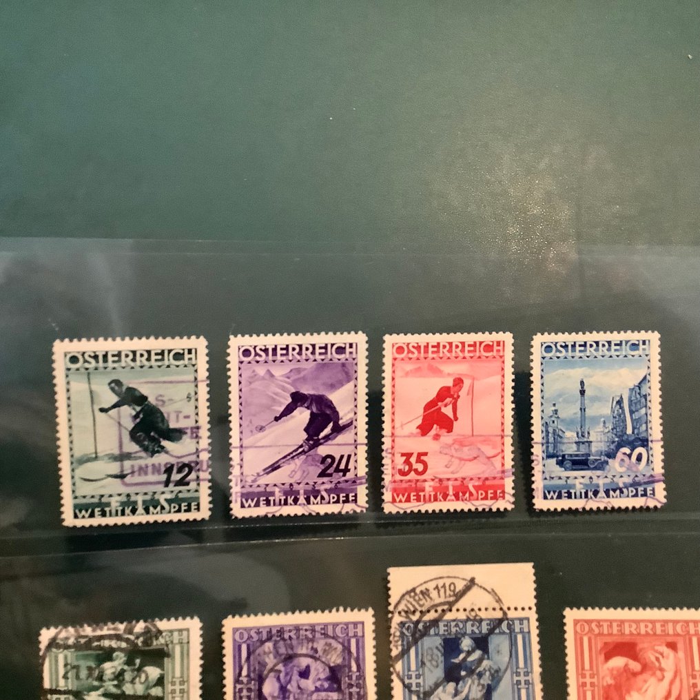Autriche 1936/1937 - Deux éditions avec FIS avec un timbre-date bleu d'Innsbruck. - Michel 623/657 #4.3