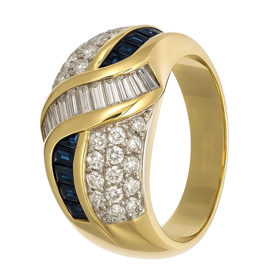 Δαχτυλίδι - 18 καράτια Κίτρινο χρυσό -  1.48ct. tw. Ζαφείρι - Διαμάντι #2.1