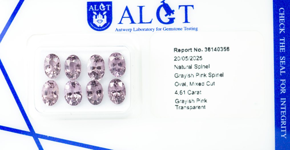 No Reserve Price - 8 pcs Spinel - 4.61 ct - Antwerp Laboratory for Gemstone Testing (ALGT) - Grayish Pink #3.2