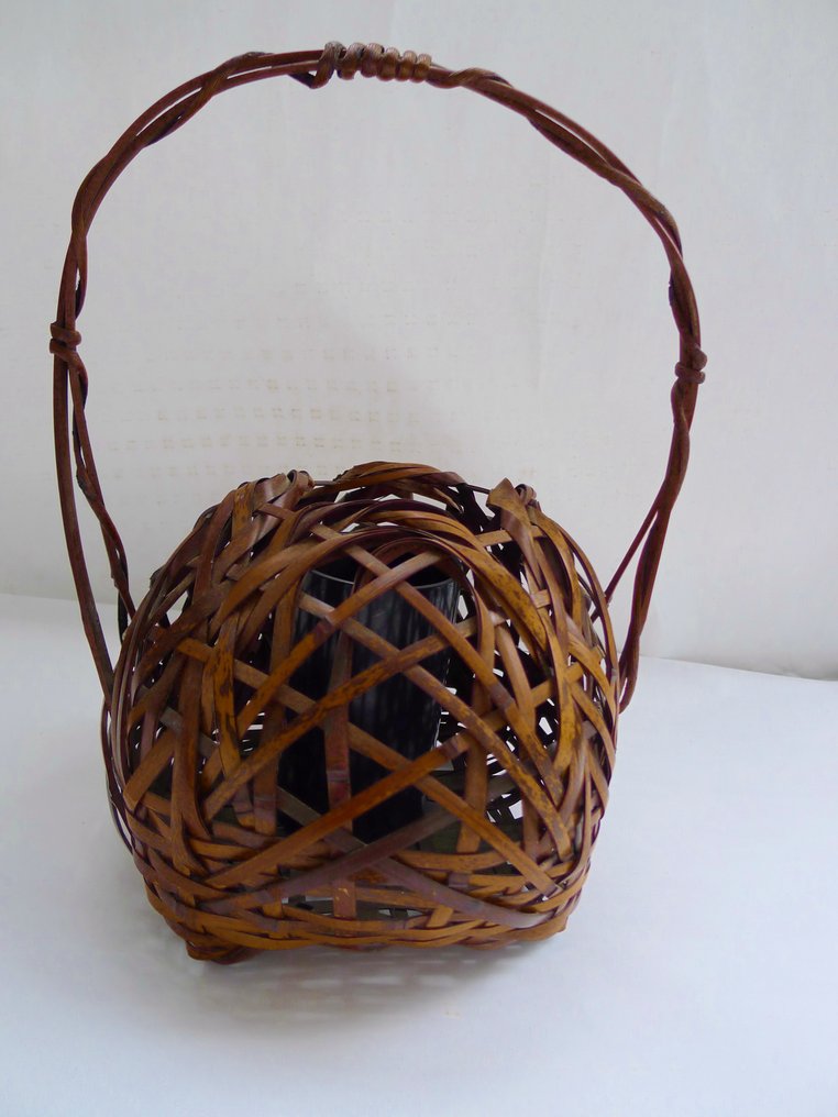 Fine and interesting sign.一貫斎 (Ikkan-sai) basket flower ikebana basket - Basket - Bamboo #1.0