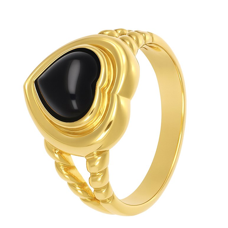 Ring - 18 karaat Geel goud -  1.25ct. tw. Onyx #1.0