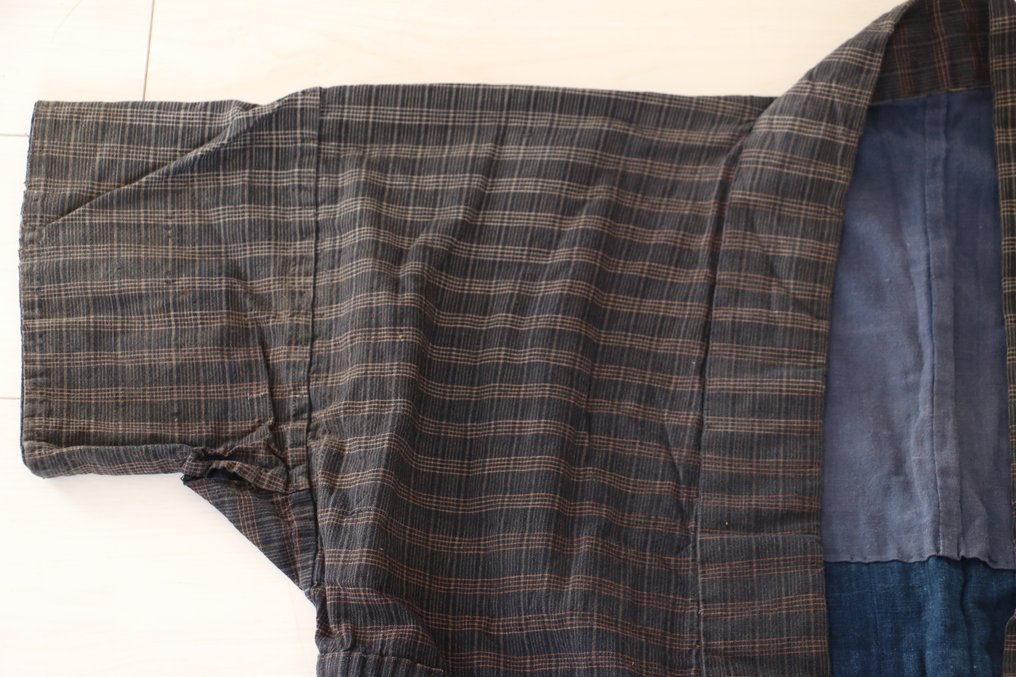 Βίντατζ ιαπωνικά βαμβακερά πουλόβερ Noragi εργασίας – βαμμένα με ινδικό και υφάσματα Boro. - Υφάσματα - Ιαπωνία - 1900-2000 #2.1