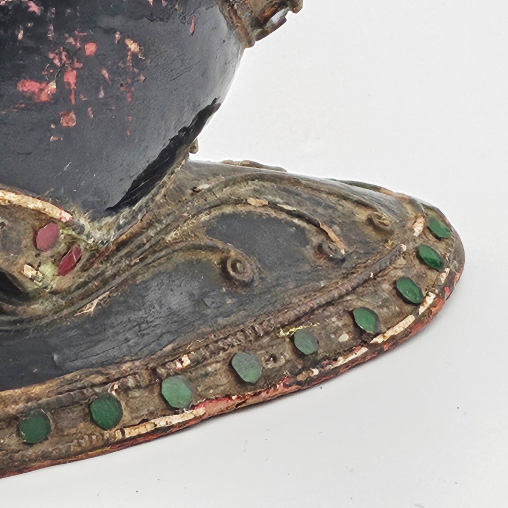 古缅甸 涂漆木材 佛教仪式蜗牛护符——牺牲与慈悲的象征 - 222 mm  (没有保留价) #3.2