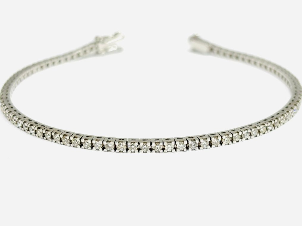 Βραχιόλι τένις - 18 καράτια Λευκός χρυσός -  4.05ct. tw. Διαμάντι (Φυσικό)  - Κατασκευασμένο στην Ιταλία #1.0