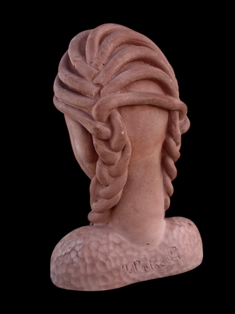 Szobor, Statuette art déco à poser - Italie vers 1930 - Signée - 16.5 cm - Terrakotta - 1930 #3.2