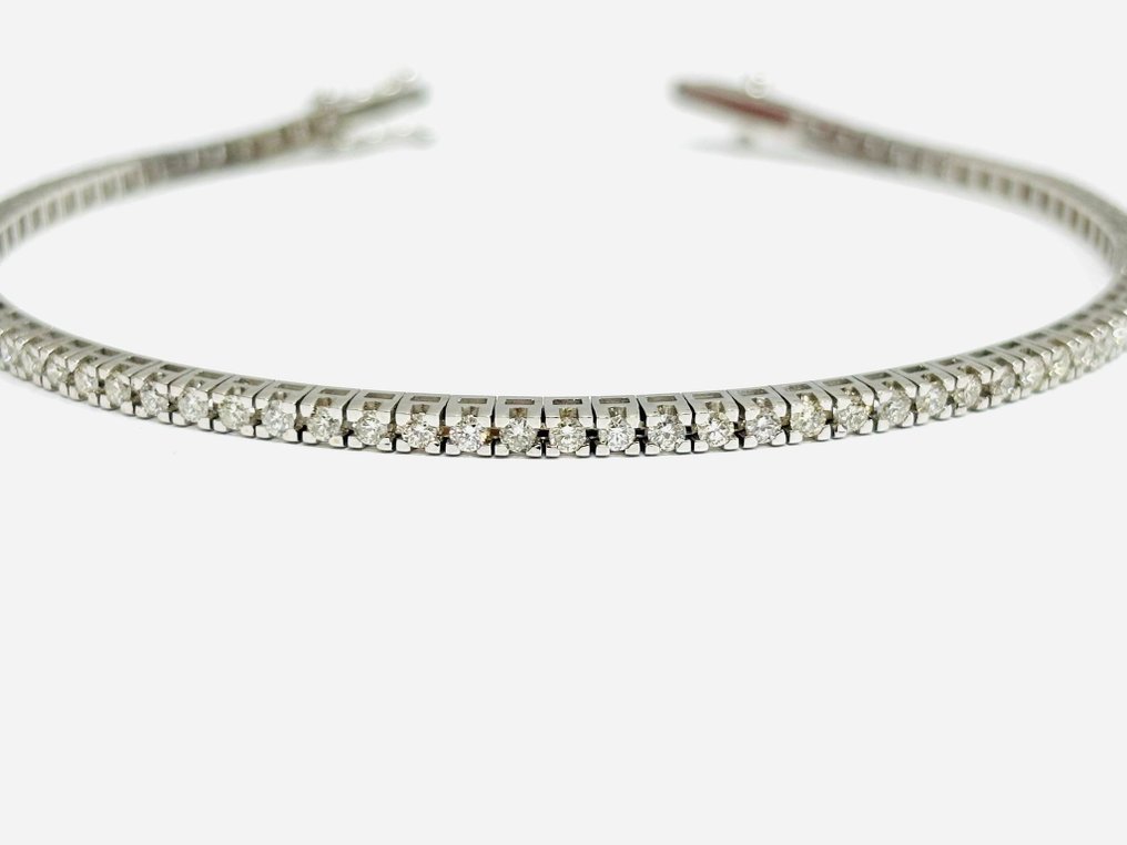 網球手鍊 - 18 克拉 白金 -  3.35ct. tw. 鉆石 (天然)  - 意大利制造 #1.0