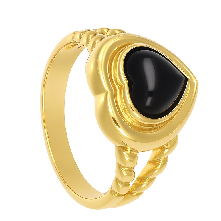 Ring - 18 karaat Geel goud -  1.25ct. tw. Onyx #1.0