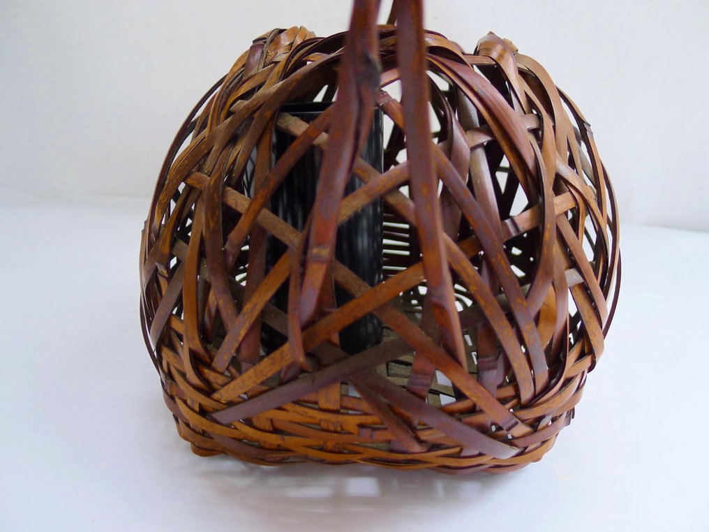 Fine and interesting sign.一貫斎 (Ikkan-sai) basket flower ikebana basket - Basket - Bamboo #3.2