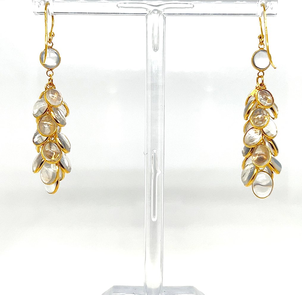 Sans prix de réserve - Boucles d'oreilles - 9 carats Or jaune - 26.60ct. tw. Pierres précieuses variées - NaturalMoonstoneDangling #2.1