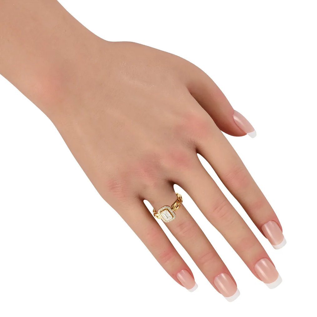 Δαχτυλίδι - 18 καράτια Δαχτυλίδι με τετράγωνη σύνδεση από 18K κίτρινο χρυσό και διαμάντι 1.25 καρατίων., Κίτρινο χρυσό -  1.25ct. tw. #2.1