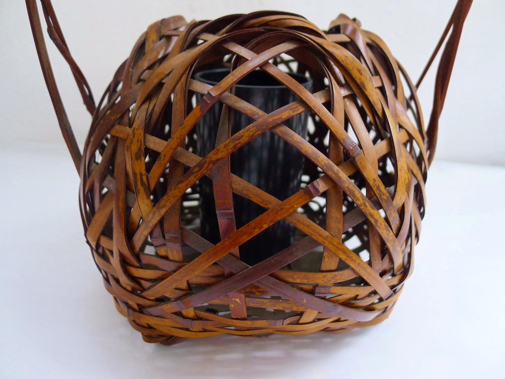 Fine and interesting sign.一貫斎 (Ikkan-sai) basket flower ikebana basket - Basket - Bamboo #2.1