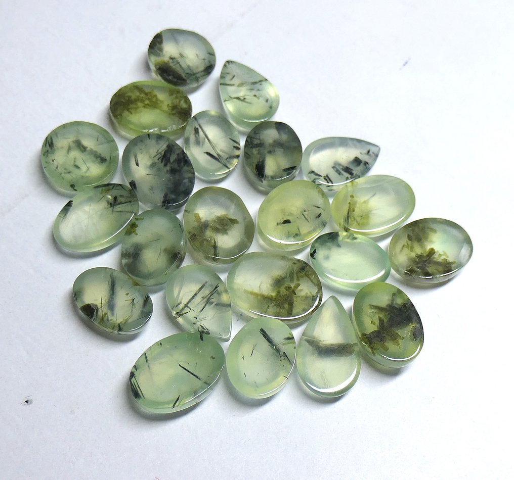 Σετ από Préhnites 100% φυσικές Καμποσόν- 27.05 g - (22) #3.2