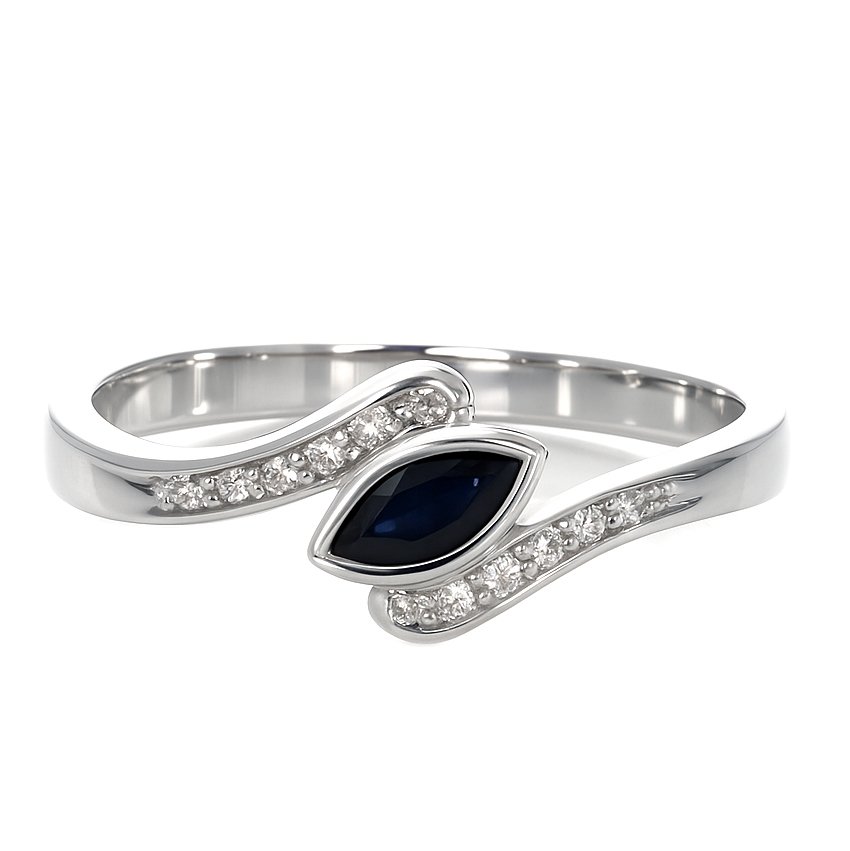 Ring - 18 kraat Gulguld - 0.50ct. tw. Safir - Diamant #2.1