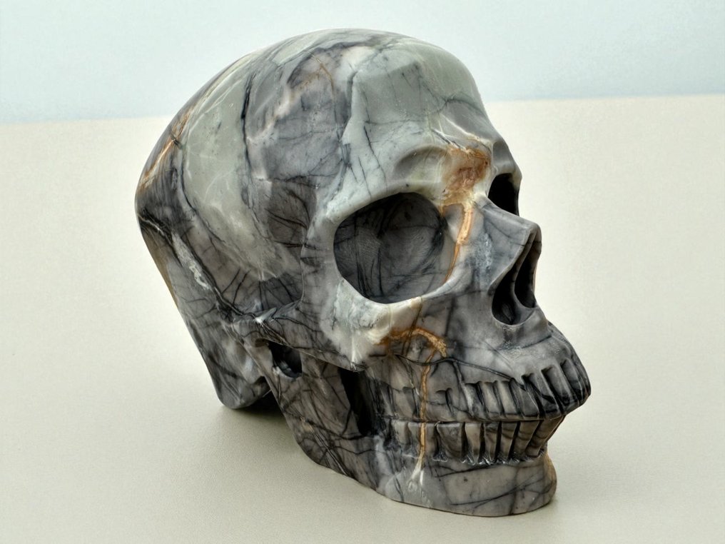 American Picasso Jasper «υψηλής ποιότητας» Λαξεμένο κρανίο - Jasper - 9.5 cm - 8.5 cm - 12 cm - (1) #1.0