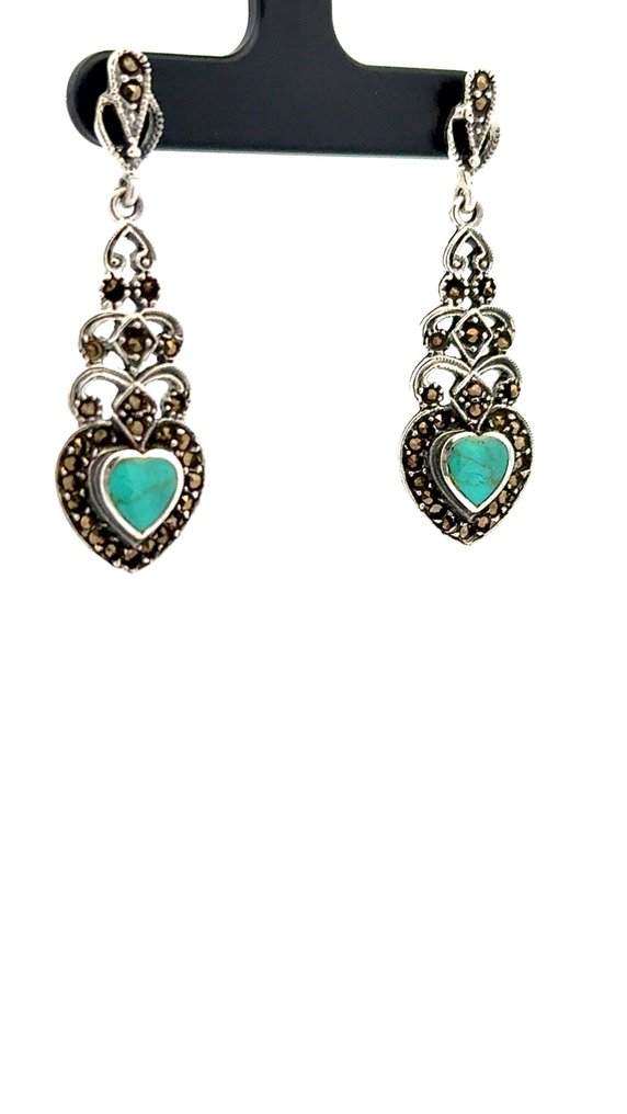 χωρίς τιμή ασφαλείας - Βραδινά σκουλαρίκια Ασημί -  2.00ct. tw. Τυρκουάζ #2.1