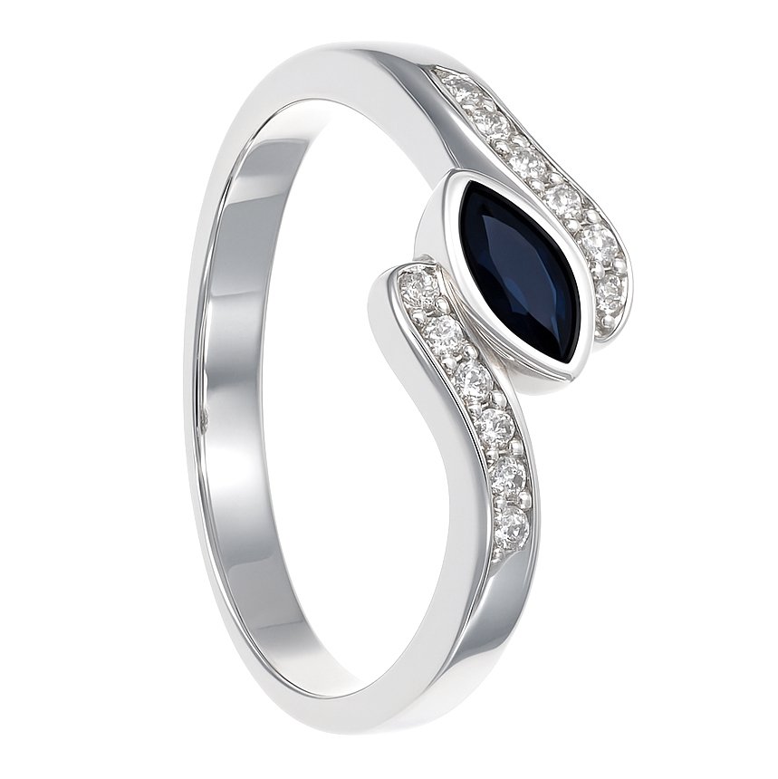 Ring - 18 kraat Gulguld - 0.50ct. tw. Safir - Diamant #1.0