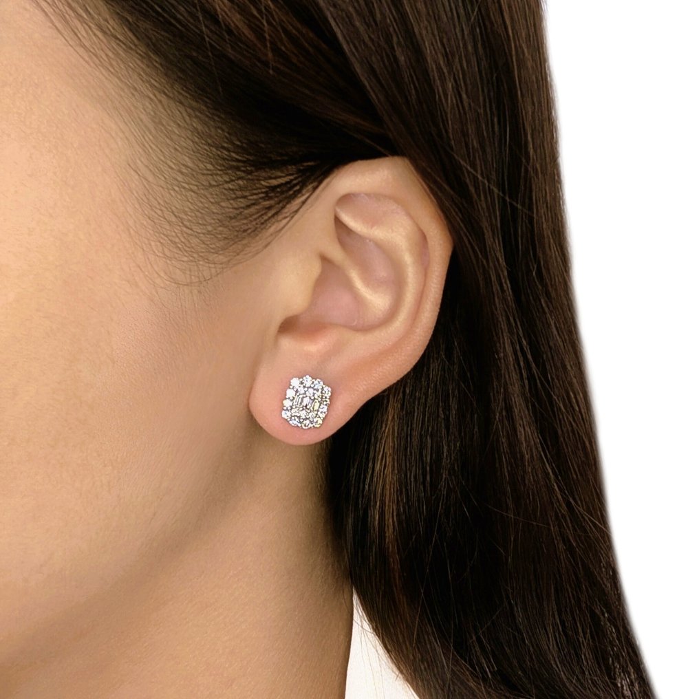 Drop fülbevaló - 18 kt. Fehér arany - 0.30ct. tw. Gyémánt (Természetes) - Gyémánt #1.0