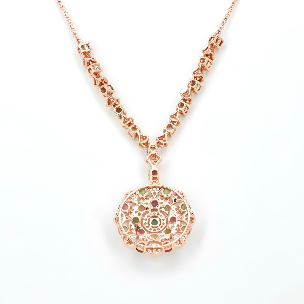 沒有保留價 - 頸鏈 鍍金 電氣石 - 黃玉 - 18K 金镀层 #3.2