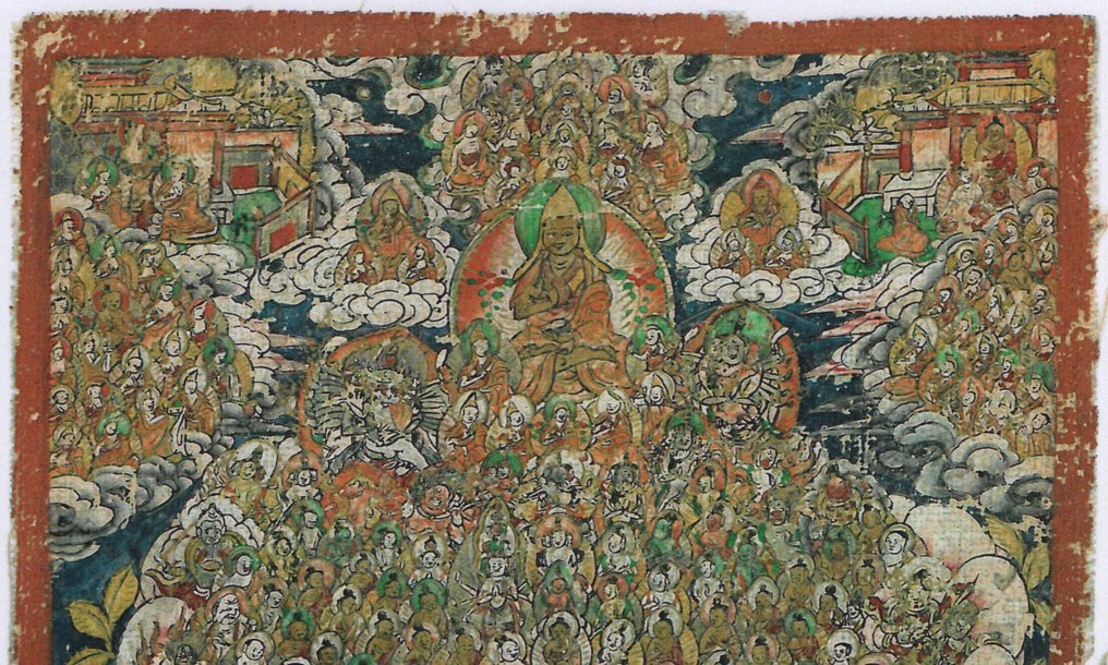 稀有的藏族仪式画——格鲁派血统树的Tsakli - 西藏 - 十九世纪 #2.1