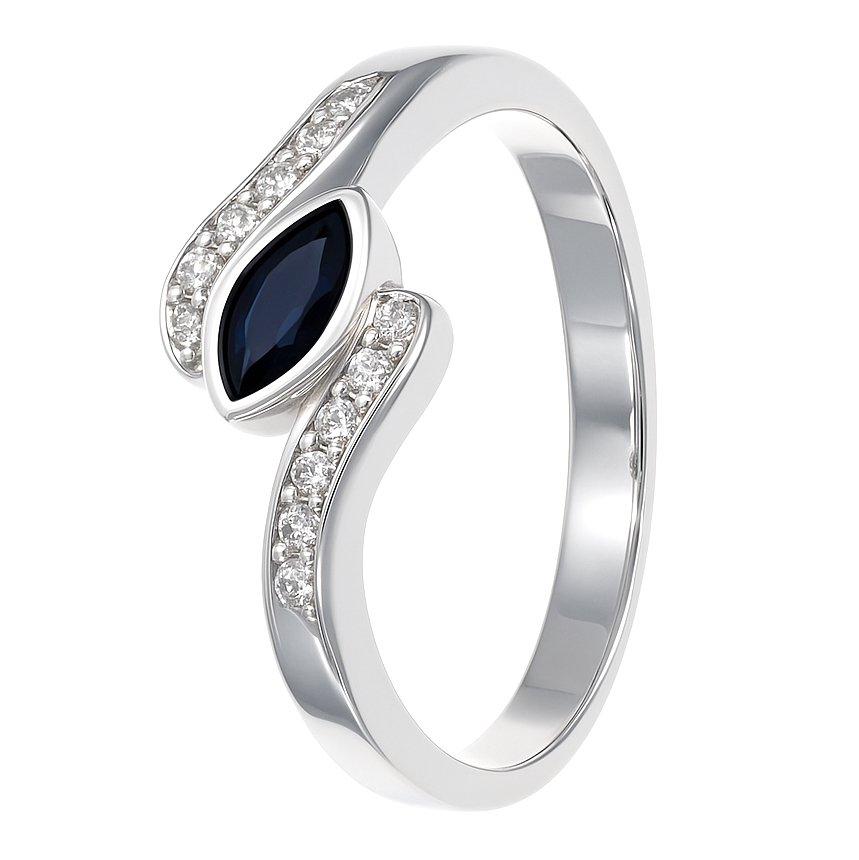 Ring - 18 kraat Gulguld - 0.50ct. tw. Safir - Diamant #4.3