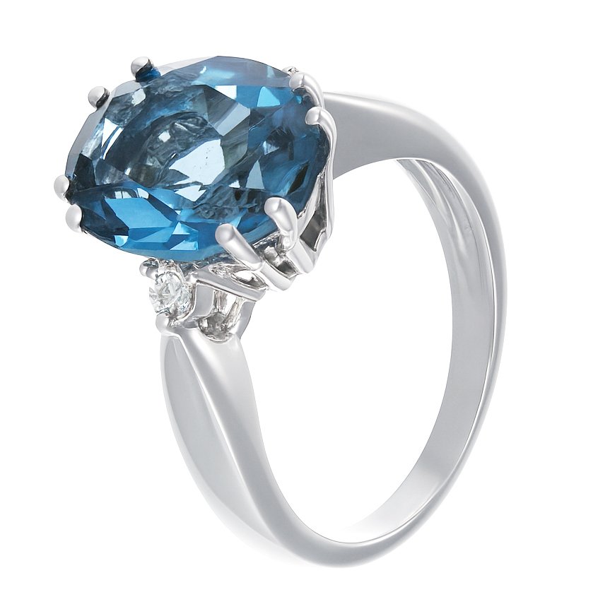 Sormus - 18 kt. Valkokulta - 5.55ct. tw. Topaasi - Timantti #4.3