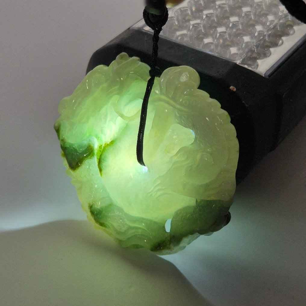 玉 - NGTC 认证的天然翡翠玉坠配项链 - 吊坠项链 #1.0