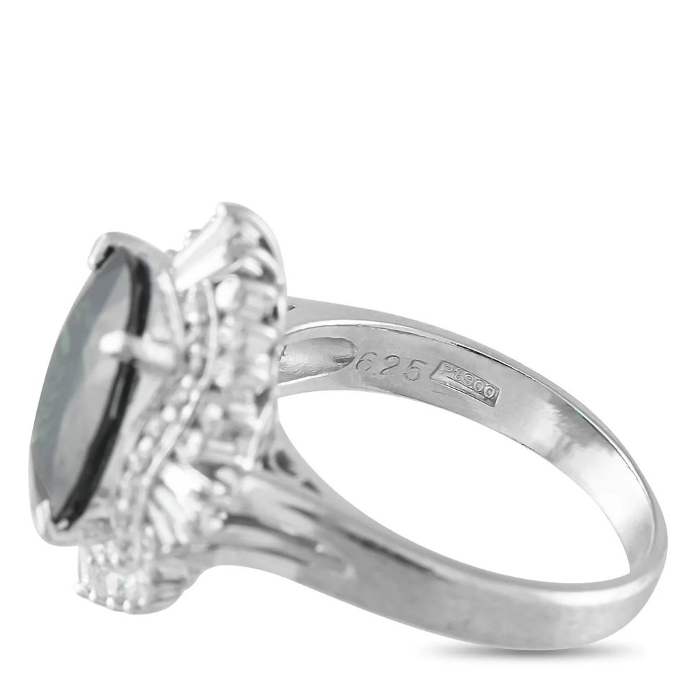 戒指 白金, 铂金 1.01 克拉钻石与绿色 6.25 克拉蓝宝石戒指 - 7.26ct. tw. 钻石 (天然) - 蓝宝石 #3.2
