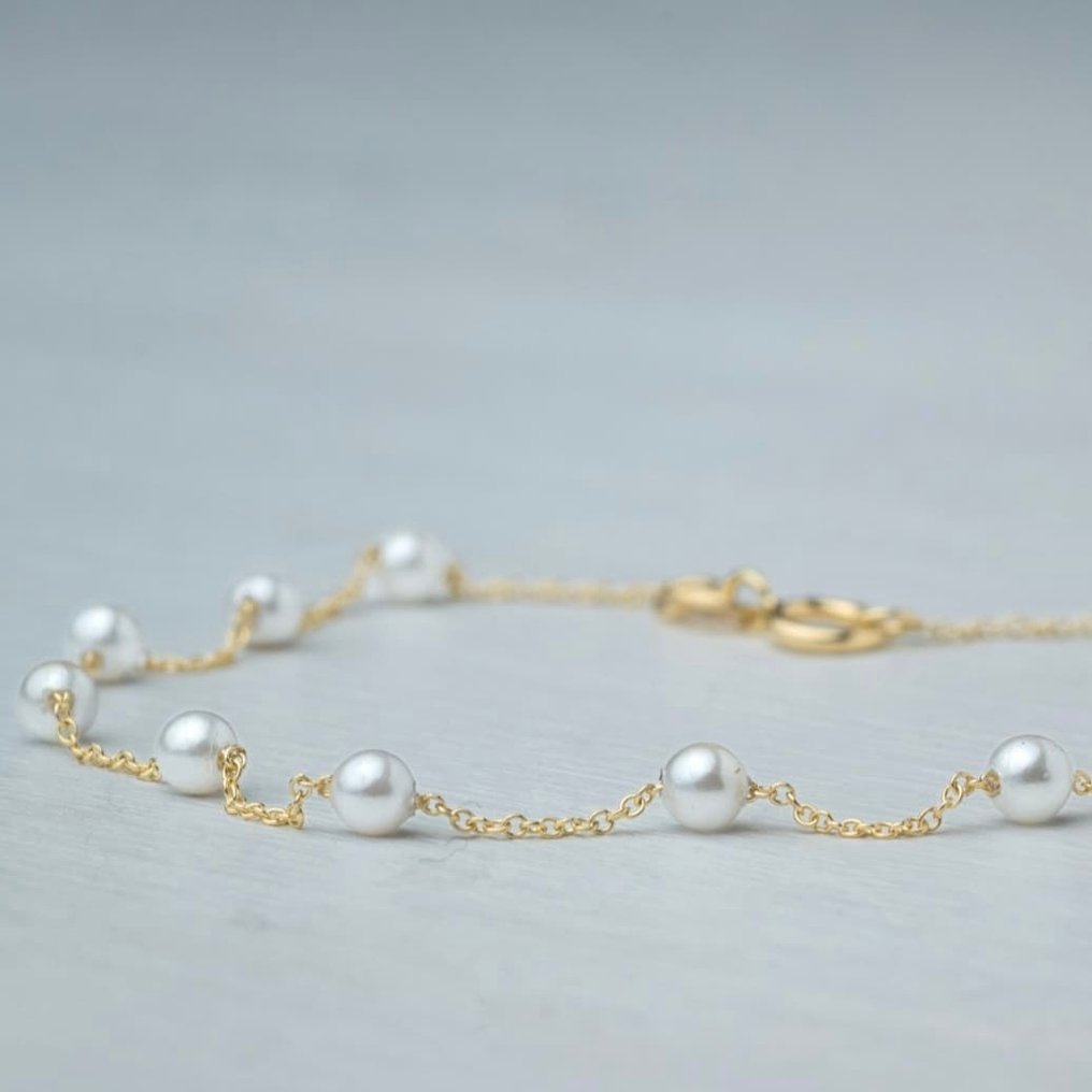 沒有保留價 - Handmade - 手鈪 - 14 克拉 黃金 珍珠 - 12珍珠手链 #1.0