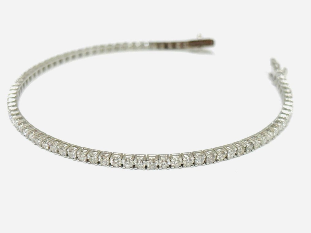 网球手链 - 18K包金 白金 -  4.80ct. tw. 钻石 (天然)  - 意大利制造 #4.3