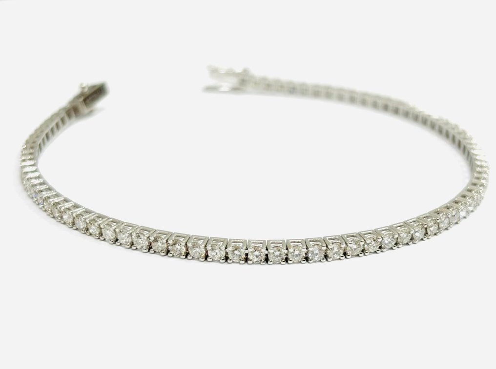 网球手链 - 18K包金 白金 -  4.80ct. tw. 钻石 (天然)  - 意大利制造 #3.2