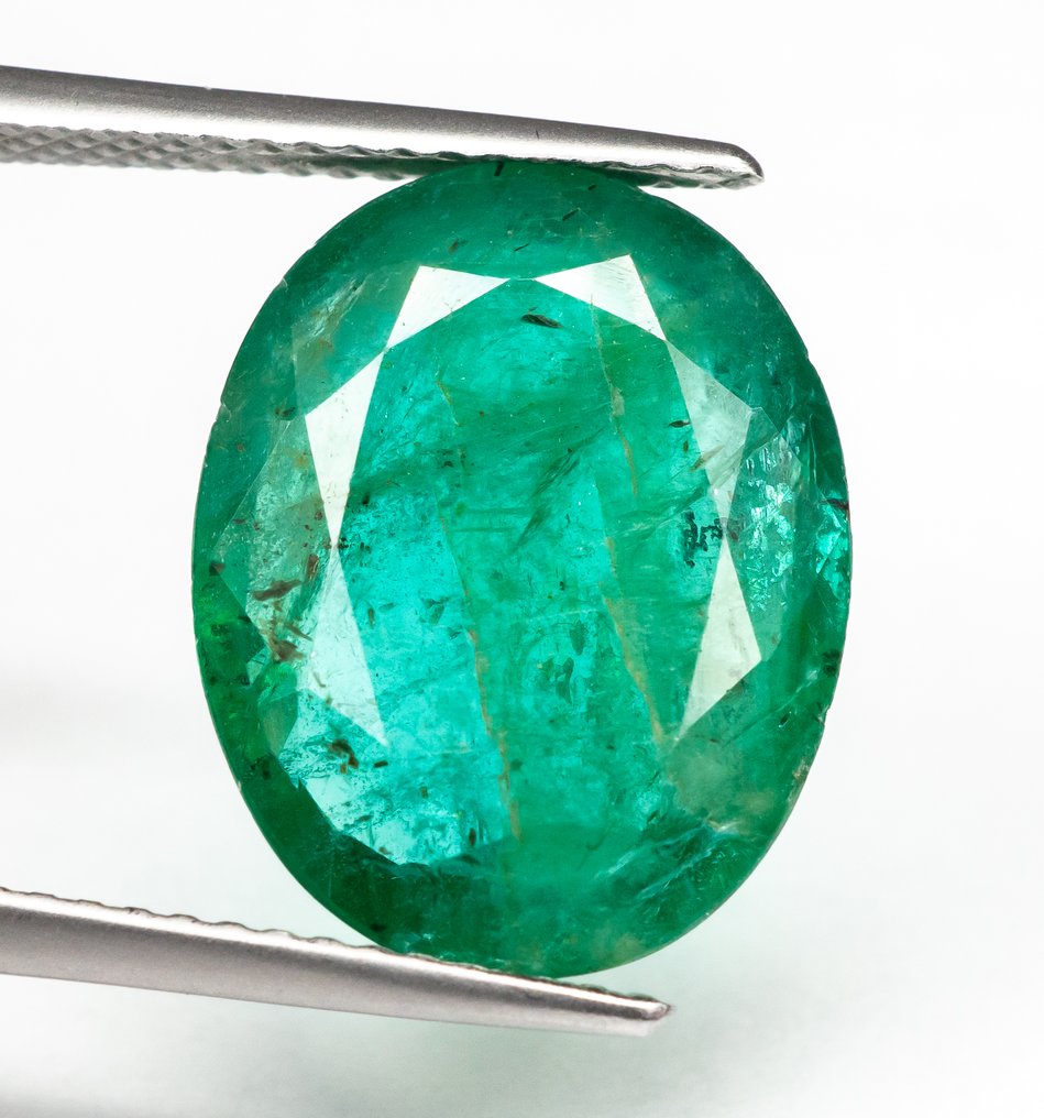Fără preț de rezervă Smarald  - 6.41 ct - IGI (Institutul gemologic internațional) - Verde albăstrui intens #1.0