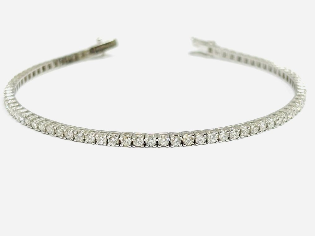 网球手链 - 18K包金 白金 -  4.80ct. tw. 钻石 (天然)  - 意大利制造 #1.0