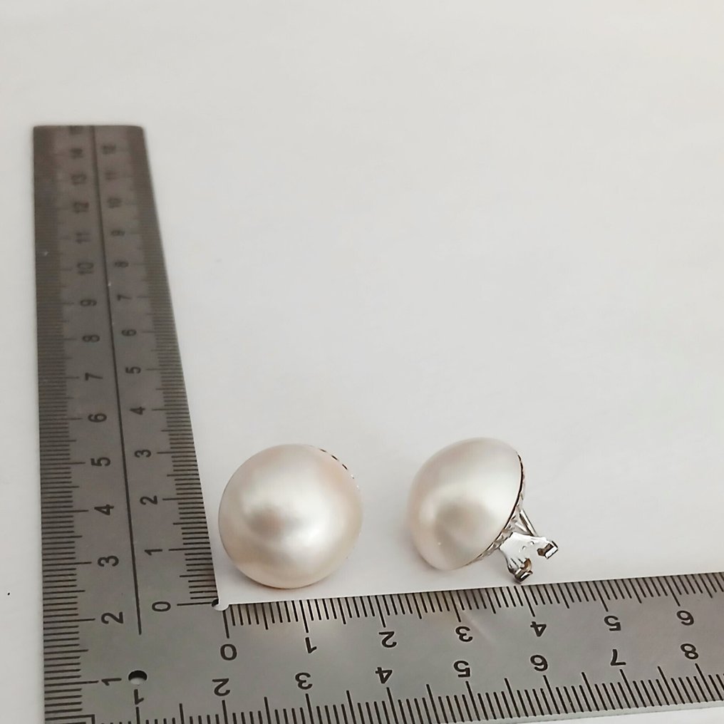 Cercei - 18 ct. Aur alb Perlă #3.2