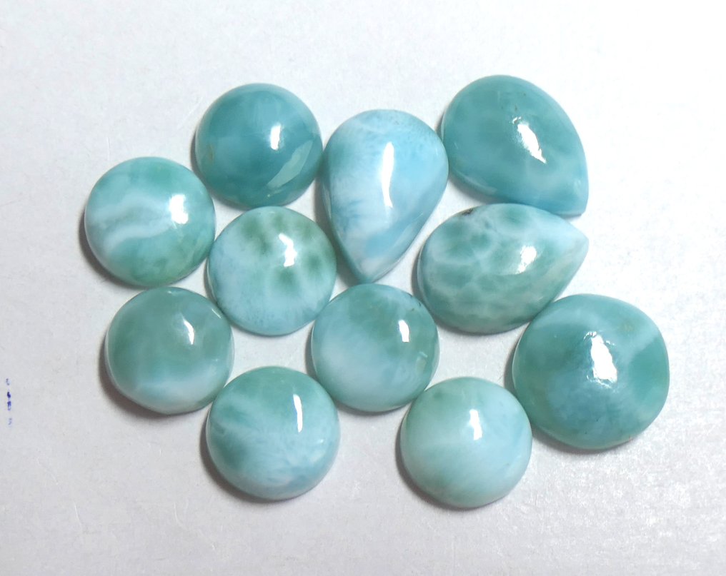 极佳的拉利玛宝石套装 - 100% 天然 弧面形- 11 g #1.0