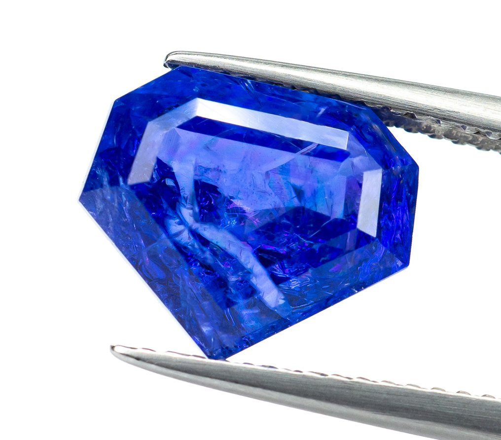 No reserve price Tanzanite - 5.46 ct - Bellerophon Gemlab - Violetish blue #1.0