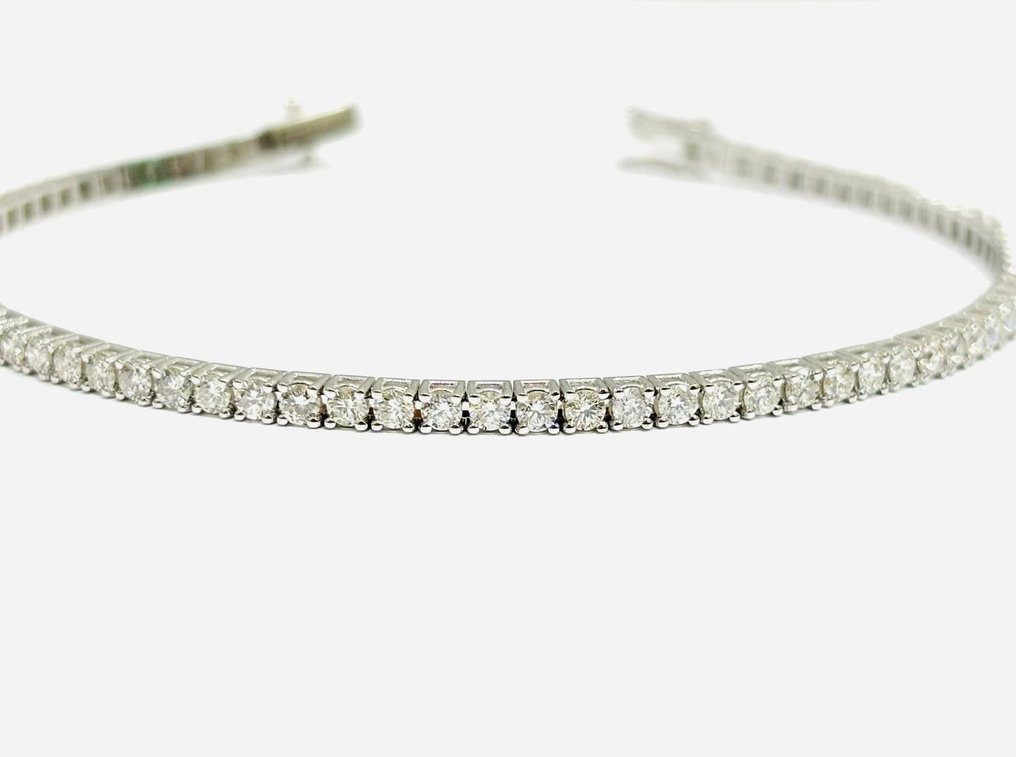 网球手链 - 18K包金 白金 -  4.80ct. tw. 钻石 (天然)  - 意大利制造 #1.0