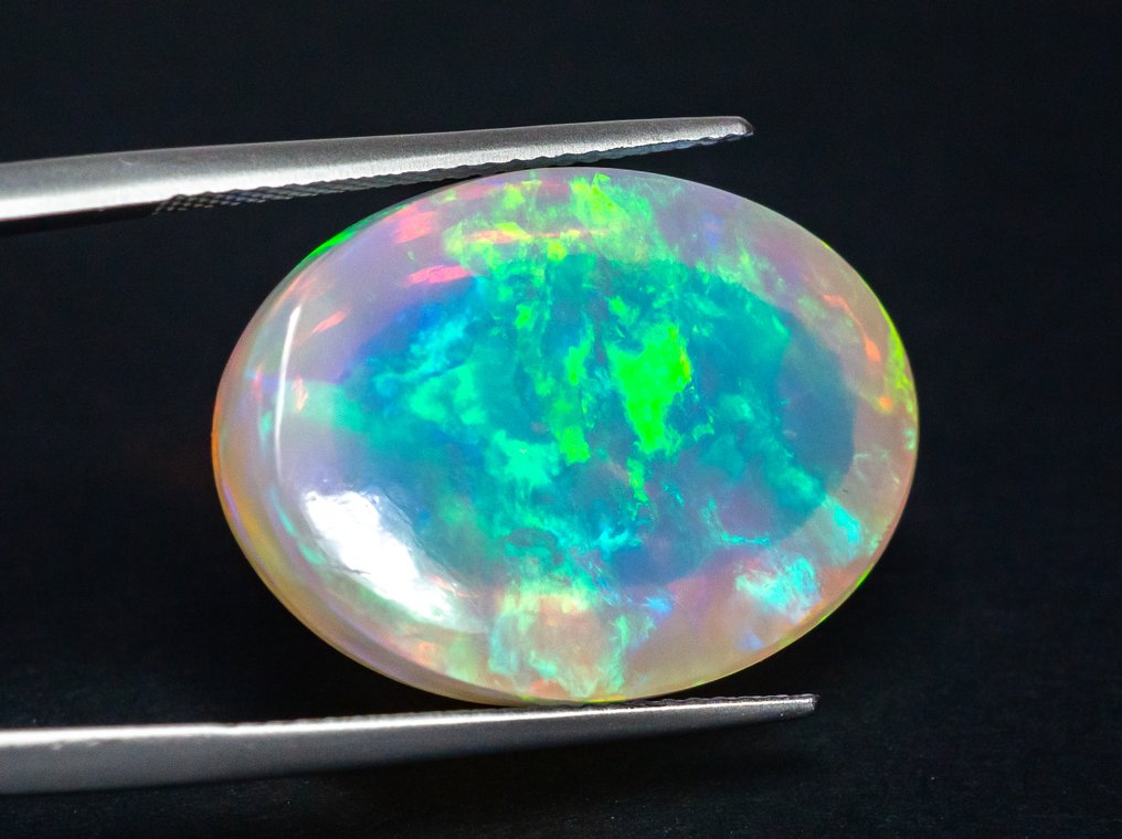 Ohne Mindestpreis Opal - 23.50 ct - Gem Report Antwerp (GRA) - Weißes 'Play of Colors' #2.1