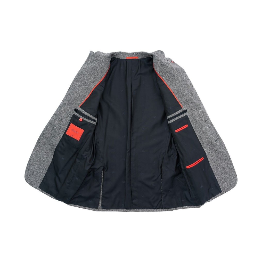 RRP 5200€ ISAIA NAPOLI Jacket Sport Coat Gray Donegal Wool - 50 IT - Blazer - New with tags #2.1