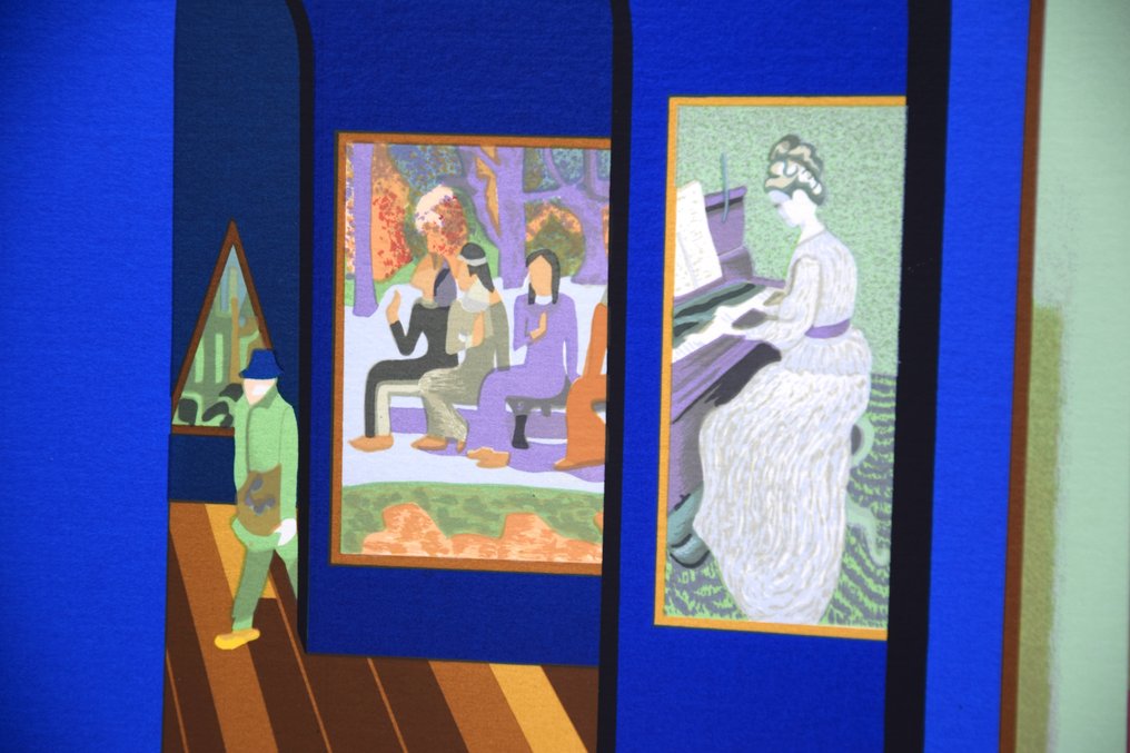 Ugo Nespolo (1941) - Blue Hall #2.1