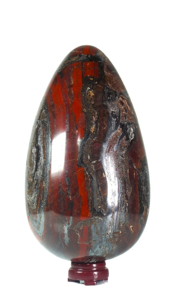 Red Stone with Tiger Iron, a combination of Hematite stone - Perfect for Home & Table Decoration- Egg - Height: 250 mm - Width: 145 mm- 6907 g - (1) #3.2