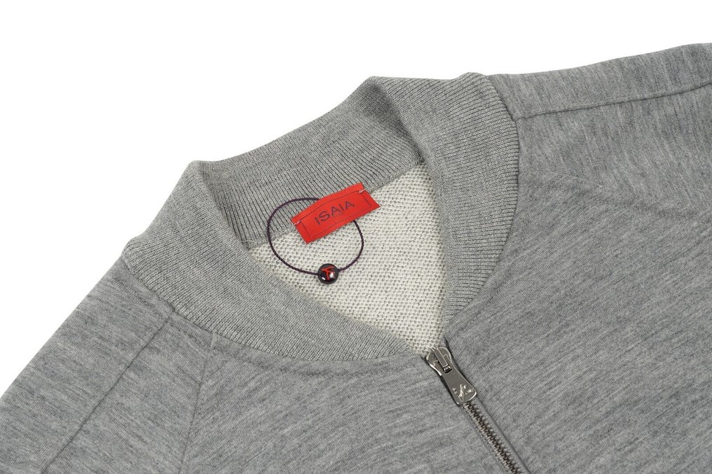 RRP 2200€ ISAIA NAPOLI Gray Full Zip Track Jacket Cashmere / Silk - Size M - Sweter - Nowe z metkami #3.2