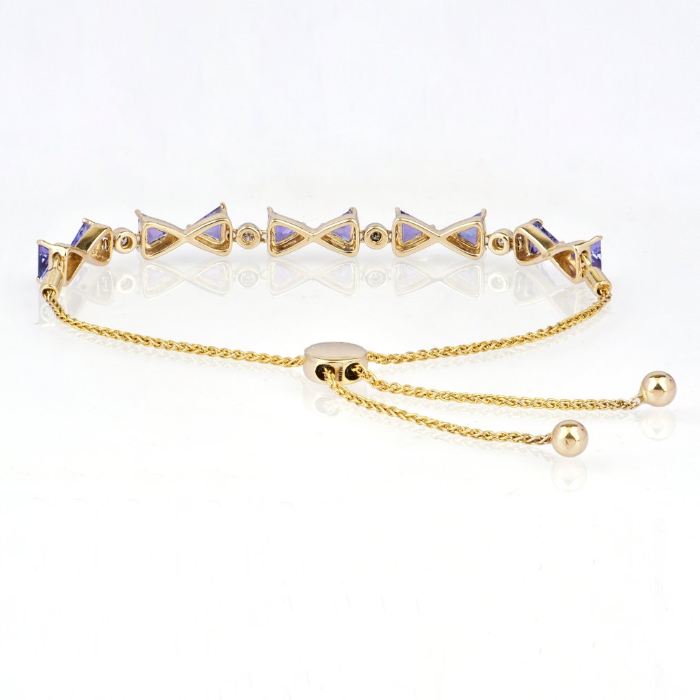 Βραχιόλι - 14 καράτια Κίτρινο χρυσό -  2.73ct. tw. Τανζανίτης - Διαμάντι #4.3