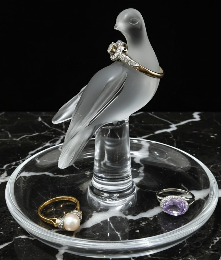 Lalique - Κουτί κοσμημάτων - ''Colombe'' - Κρύσταλλο - Baguier #1.0