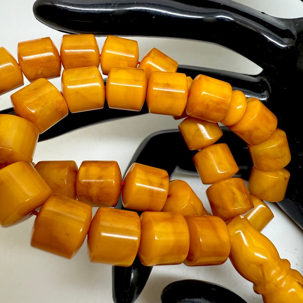 Baltisches Bernsteingebetsperlen, Rosenkranz, runde Fassperlen in altem Butterscotch. - Bernstein - Succininte #1.0