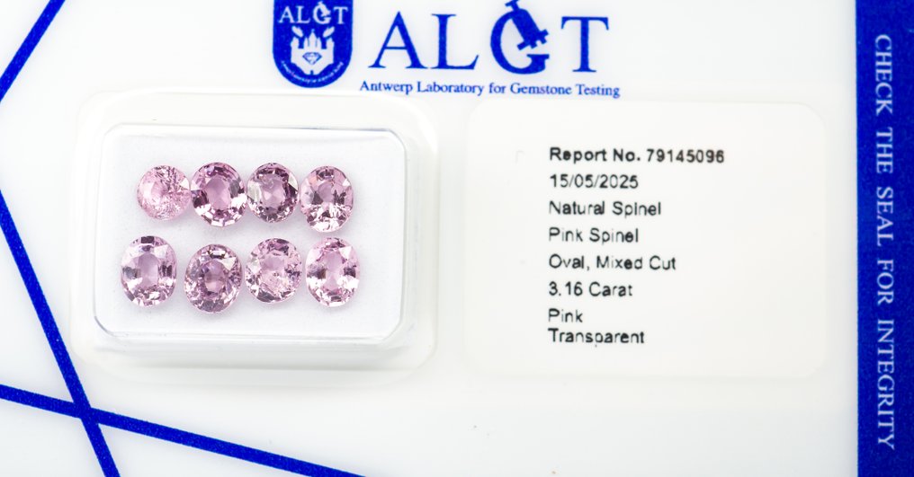 没有保留价 - 8 pcs  尖晶石  - 3.16 ct - 安特卫普宝石检测实验室（ALGT） - 粉色 #3.2