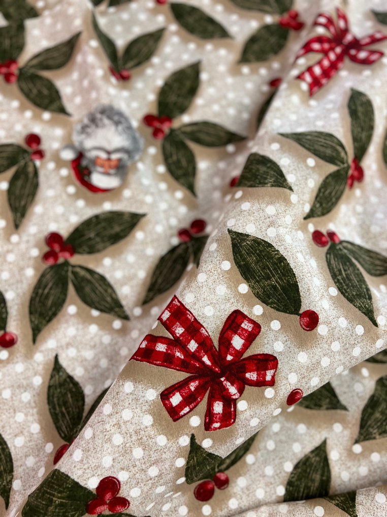 Χριστουγεννιάτικο ύφασμα με κισσούς και Άγιους Βασίληδες - Ύφασμα  - 280 cm - 250 cm #4.3