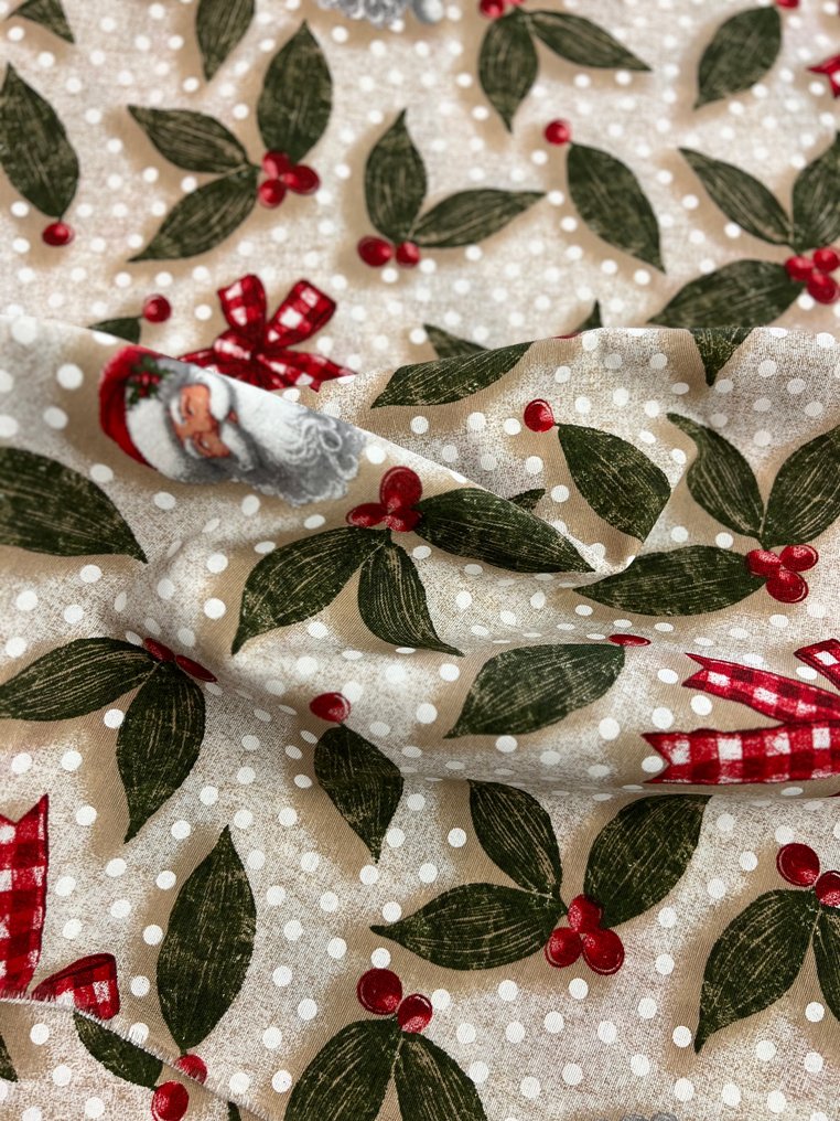 Χριστουγεννιάτικο ύφασμα με κισσούς και Άγιους Βασίληδες - Ύφασμα  - 280 cm - 250 cm #2.1