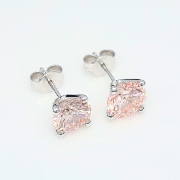 χωρίς τιμή ασφαλείας - Σκουλαρίκια - 14 καράτια Λευκός χρυσός - 4.85ct. tw. Ροζ Διαμάντι (Διαμάντια εργαστηριακής καλλιέργειας με φανταχτερά χρώματα) - Έντονο Ροζ - VVS2/VS1 #1.0