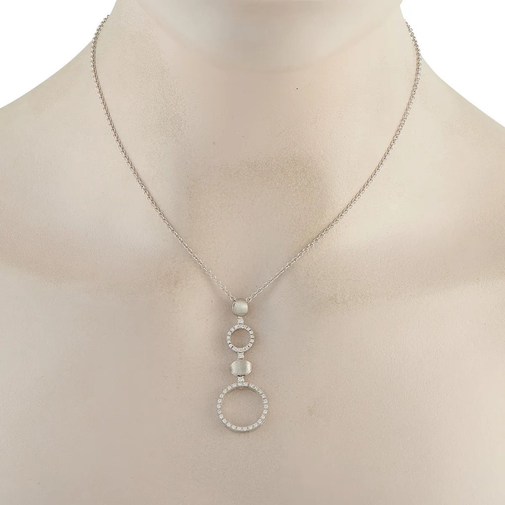 Nanis - Collier avec pendentif - 18 carats Collier en or blanc 18K avec diamant de 0,65 ct de Nanis, Or blanc - 0.65ct. tw. #1.0